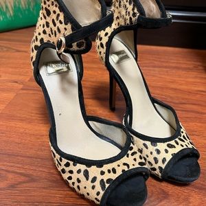 Marciano Real Fur Cheetah Print Heels